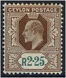 Ceylon 1903 2r.25 Brown and Green. SG276.