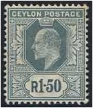 Ceylon 1903 1r.50 Greyish Slate. SG275.