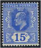 Ceylon 1903 15c. Blue. SG271.