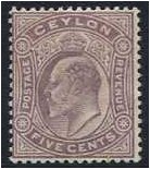Ceylon 1903 5c. Dull Purple. SG268.