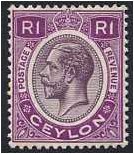 Ceylon 1927 1r. Dull and Bright Purple. SG363.