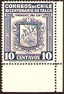 Chile 1942 10c blue. SGT338.