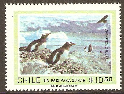 Chile 1981 10p.50 Penguins in Antarctica. SG870.