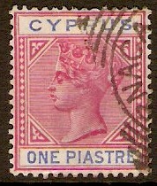 Cyprus 1894 1pi Carmine and blue. SG42.