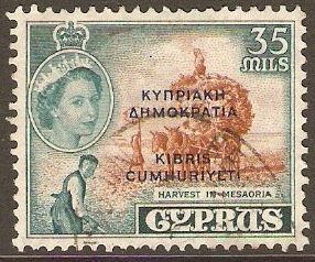 Cyprus 1960 35m Republic overprint series. SG196.