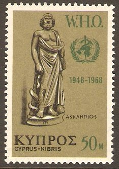 Cyprus 1968 50m WHO Anniversary Stamp. SG323.