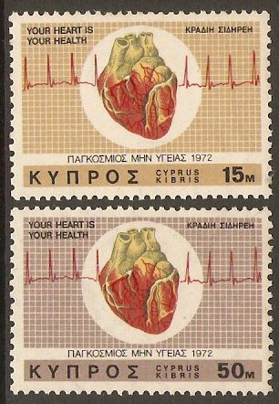 Cyprus 1972 Heart Month Set. SG385-SG386.