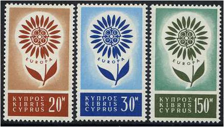Cyprus 1964 Europa Set. SG249-SG251.