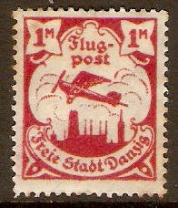Danzig 1921 1m Red. SG59.