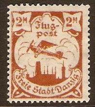Danzig 1921 2m Brown - Air Stamp. SG60.