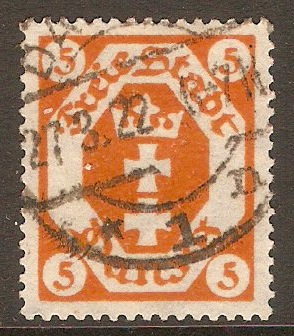 Danzig 1921 5pf Orange. SG64.