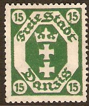 Danzig 1921 15pf green. SG66.