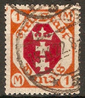 Danzig 1921 1m Red and orange. SG76.