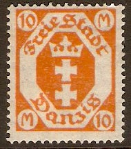 Danzig 1921 10m Orange. SG89.