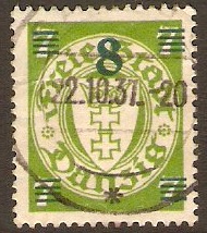 Danzig 1934 8pf on 7pf Green. SG230a.