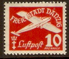 Danzig 1935 10pf Red - Air series. SG233.