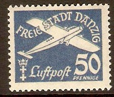Danzig 1935 50pf Blue - Air series. SG236.