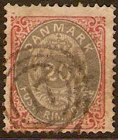 Denmark 1875 20ore grey and red. SG72.