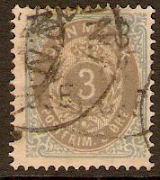 Denmark 1875 3ore grey and blue. SG80.