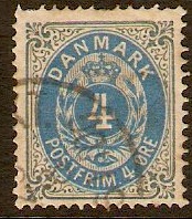 Denmark 1875 4ore blue and grey. SG81.