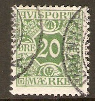Denmark 1907 20o Green Newspaper Stamp. SGN135