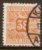 Denmark 1907 38o Orange Newspaper Stamp. SGN136