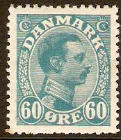 Denmark 1913 60ore blue. SG162.