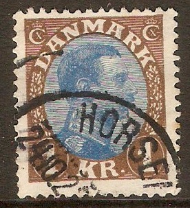 Denmark 1913 1k Blue and brown. SG167.