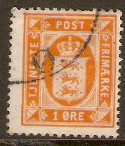 Denmark 1914 1o Orange Official Stamp. SGO185
