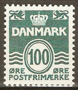 Denmark 1933 100ore Deep blue-green. SG276.