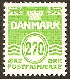 Denmark 1933 270 ore Bright green. SG276g.