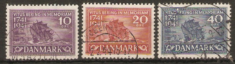 Denmark 1941 Bering Commemoration set. SG324-SG326.