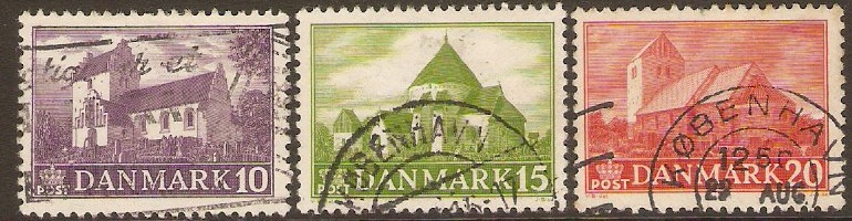 Denmark 1944 Danish Churches Stamps Set. SG339-SG341.