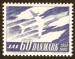 Denmark 1961 Airline Anniversary Stamp. SG431.