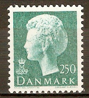 Denmark 1974 250ore Deep bluish green. SG582m.