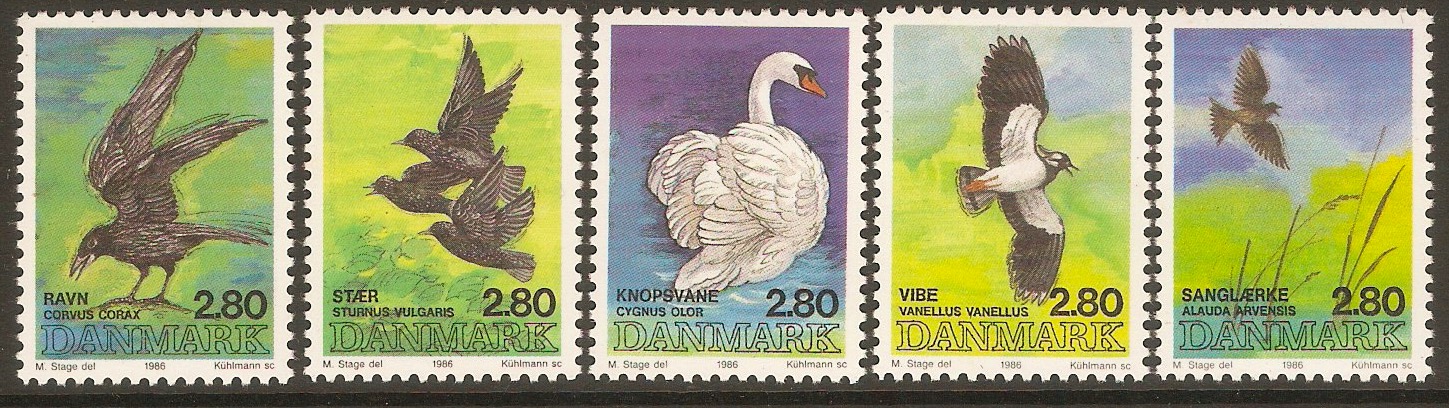 Denmark 1986 Birds set. SG827-SG831.