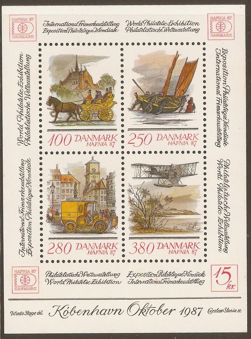 Denmark 1986 Hafnia 87 Stamp Exhibition sheet. SGMS817.