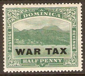 Dominica 1918 d Deep green "WAR TAX". SG57.