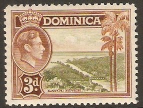 Dominica 1938 3d Olive-green and brown. SG104.