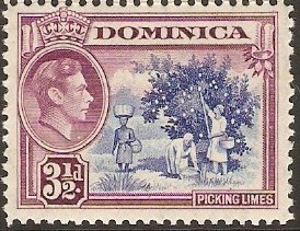 Dominica 1938 3d Ultramarine and purple. SG104a.