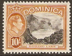 Dominica 1938 10s Black and brown-orange. SG108a.