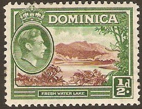 Dominica 1938 d Brown and green. SG99.