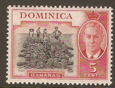 Dominica 1951 5c Black and carmine. SG125.