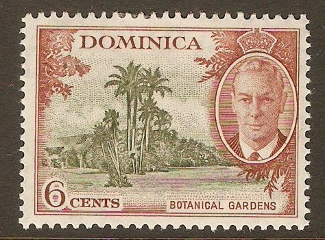 Dominica 1951 6c Olive and chestnut. SG126.