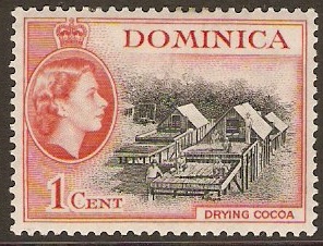 Dominica 1954 1c black and vermilion. SG141.