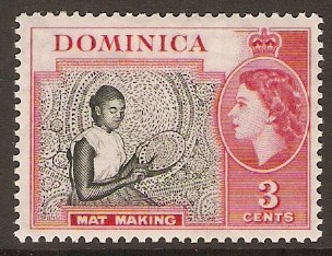 Dominica 1954 3c Black and carmine. SG144.