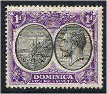 Dominica 1923 1d. Black and Bright Violet. SG72.
