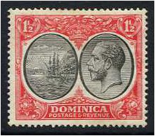 Dominica 1923 1d. Black and Scarlet. SG74.