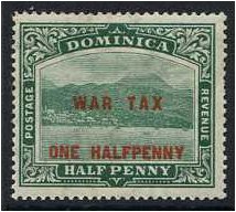 Dominica 1916 d on d Deep green. SG55.