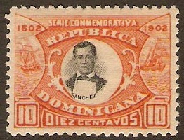 Dominican Republic 1902 10c black and orange. SG128.